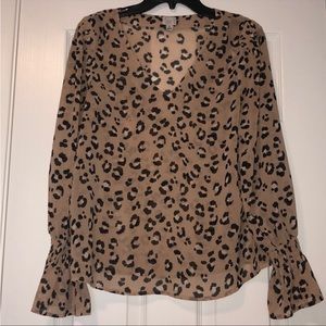 A New Day Leopard Bell Sleeve Blouse!